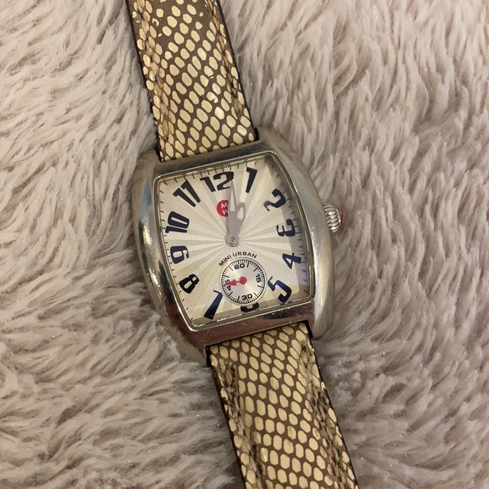 Silver Michele Mini Urban Watch With Python Band - image 1